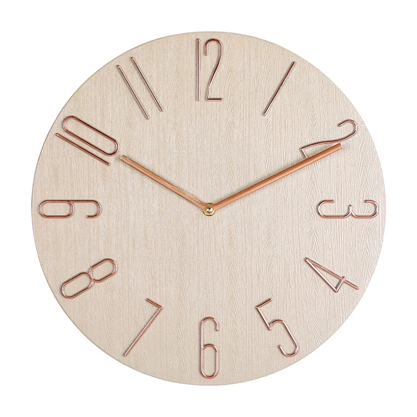 

Simple Wall Clock 12 Inch Living Room Home Wall Clock Clock Watch Fashion Bedroom Wall Clock-Beige