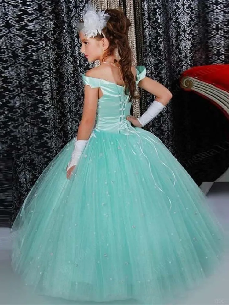 

Little Girls Formal Event Wear Dresses Pleated Long Junior Bridesmaid Gowns Cute Flower