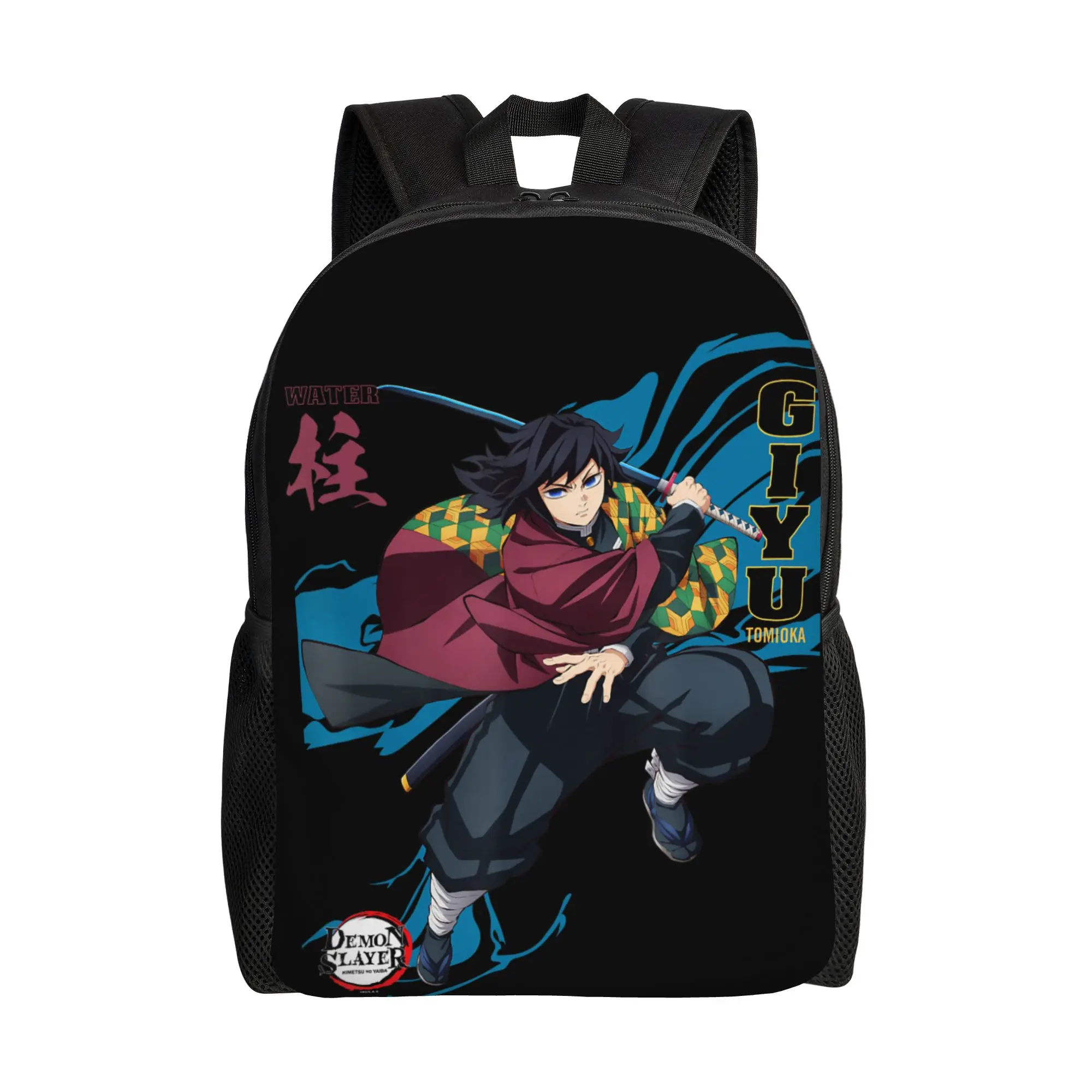 Mochilas Bandai Demon Slayer Infinity Castle Giyu Tomioka Water Art Daypack mochila Campus con cierre de cremallera