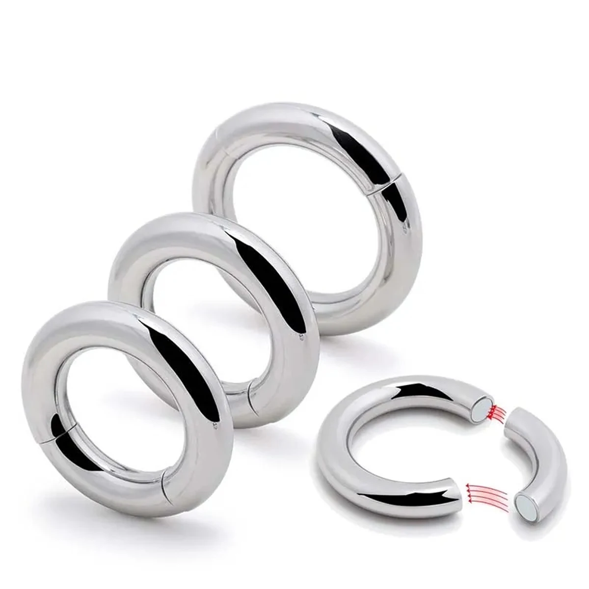 Metal Magnet Cock Ring Clamp Male Chastity Device Stainless Steel Cockring Dick Scrotum Bondage Stretcher Adult Sex Toys For Men