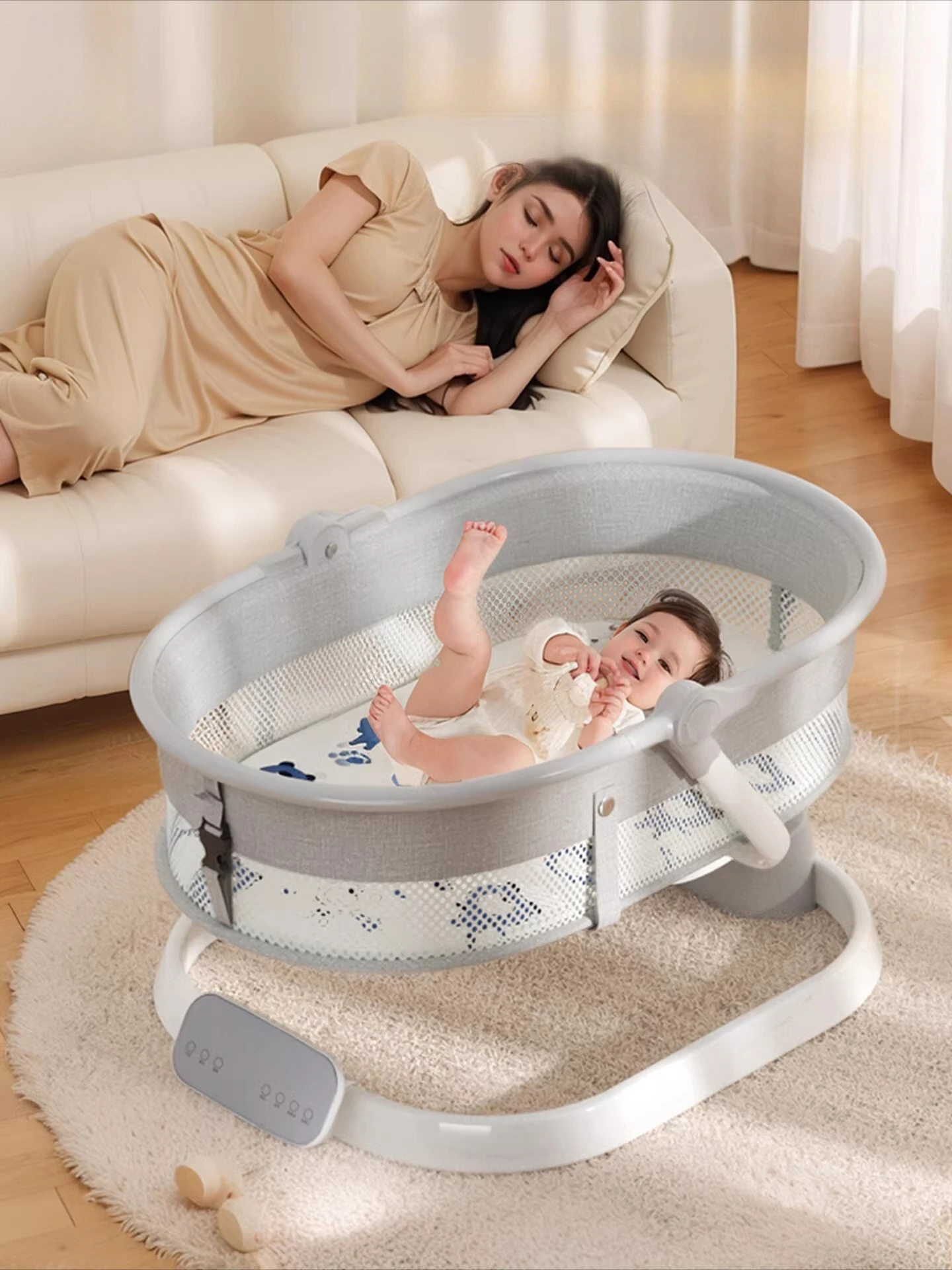 Baby Sleeping Artifact Rocking Chair, Electric Coaxing Baby To Sleep Cradle Bed Multi-functional Baby Gift