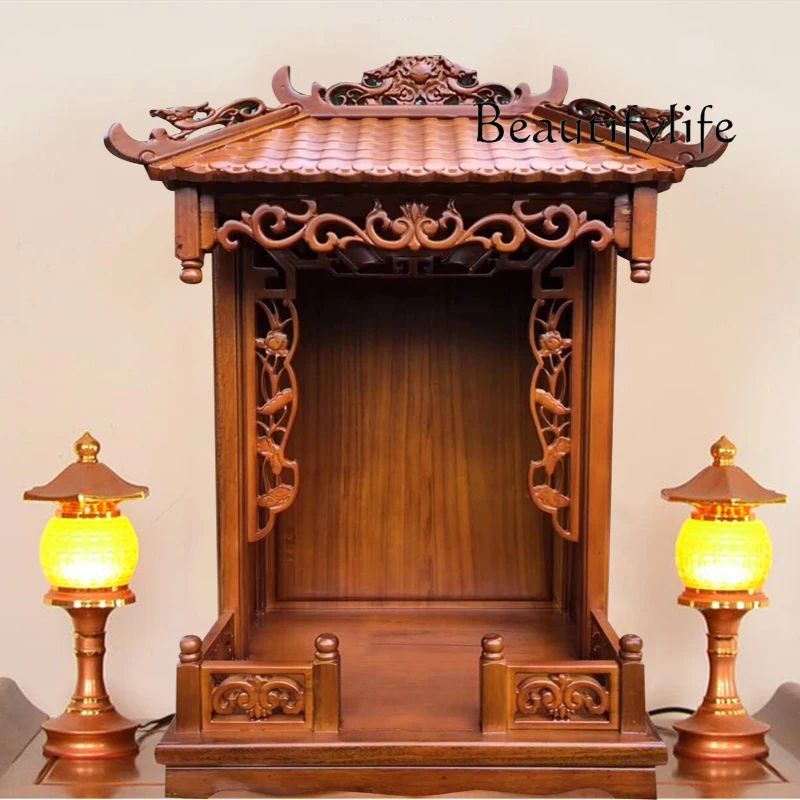 Wall-Mounted Buddha Shrine Altar Solid Wood Guanyin God of Wealth Buddha Cabinet Economical Cabinet