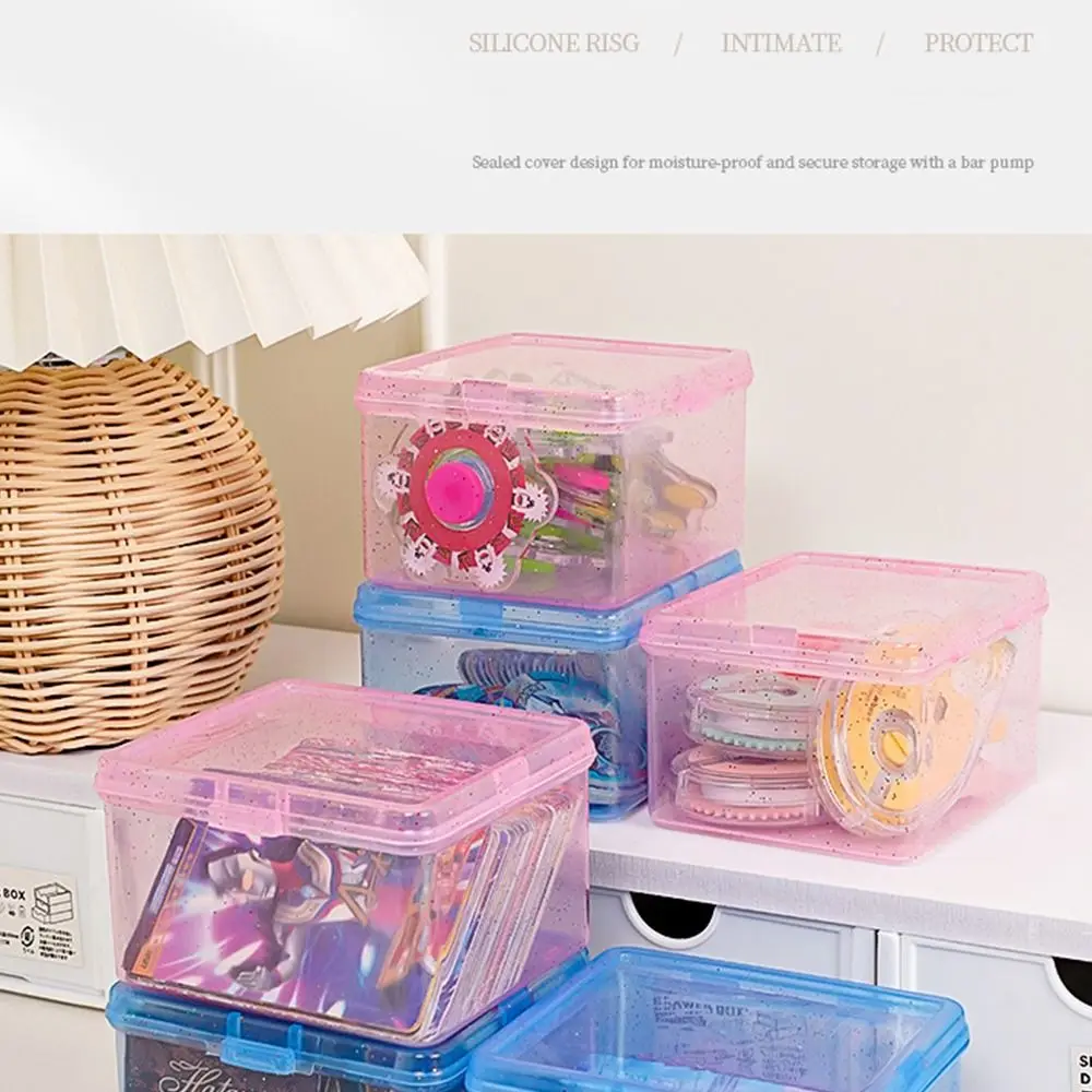 Transparent Plastic Storage Box Jewelry Container Dust-proof Collection Box Rectangular Shape Small Card Holder Storage Case