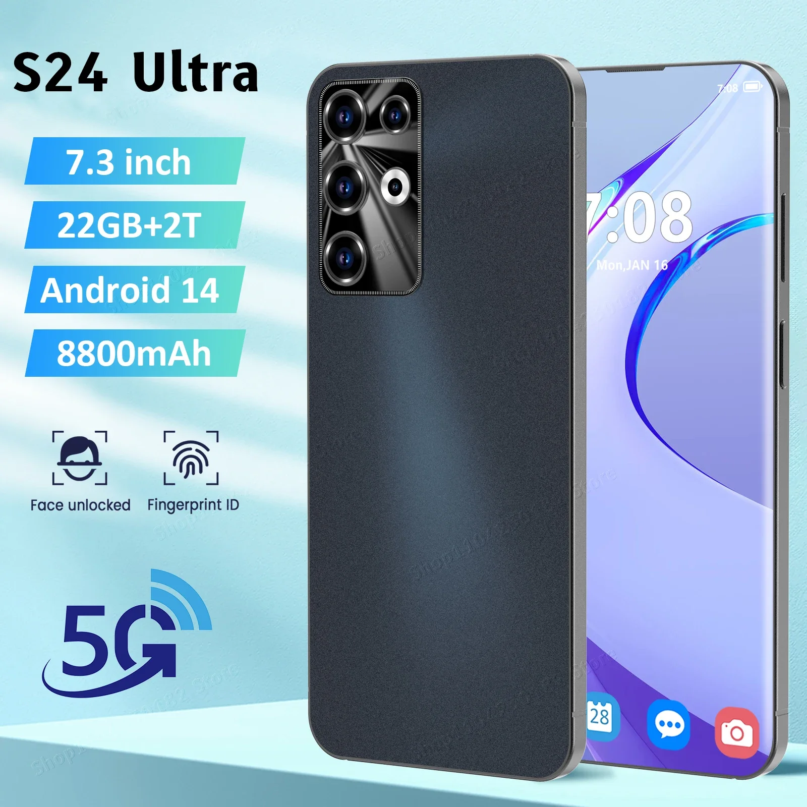 2025 S24 Ultra 7.3 inch Smartphones 22GB+2TB 8800mAh celulares WiFi Dual SIM 72MP+108MP Mobile Phones Global Android Cell Phones 3 sold112,930.95Extra 5% off with coinsShop1104230182 StoreSee previewS