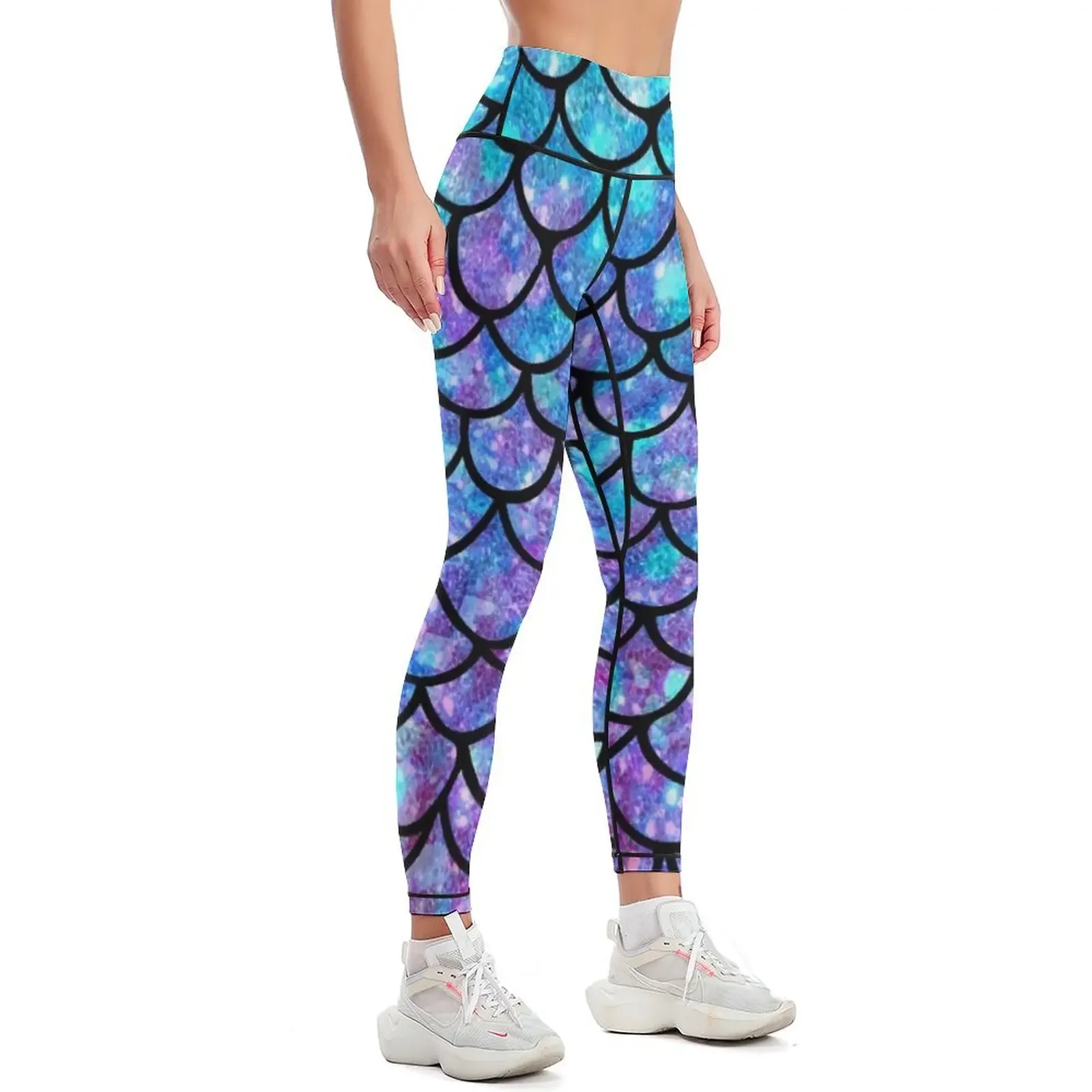 Purples & Blues Mermaid scales Leggings legging push up Golf wear Womens Leggings