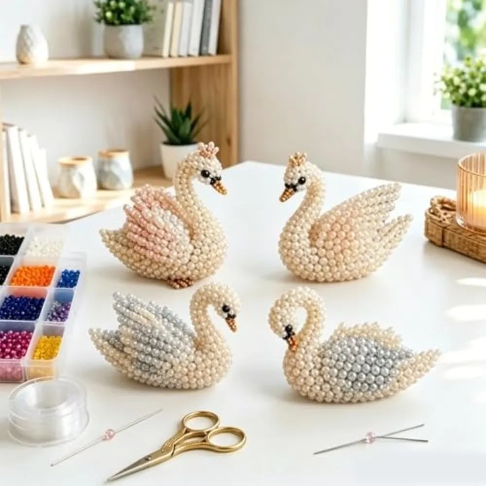 New Creative 3D Bead Kit Character Series Happy Family Handmade Bead Art Set Mother Mary Swan Beading Set DIY Activity