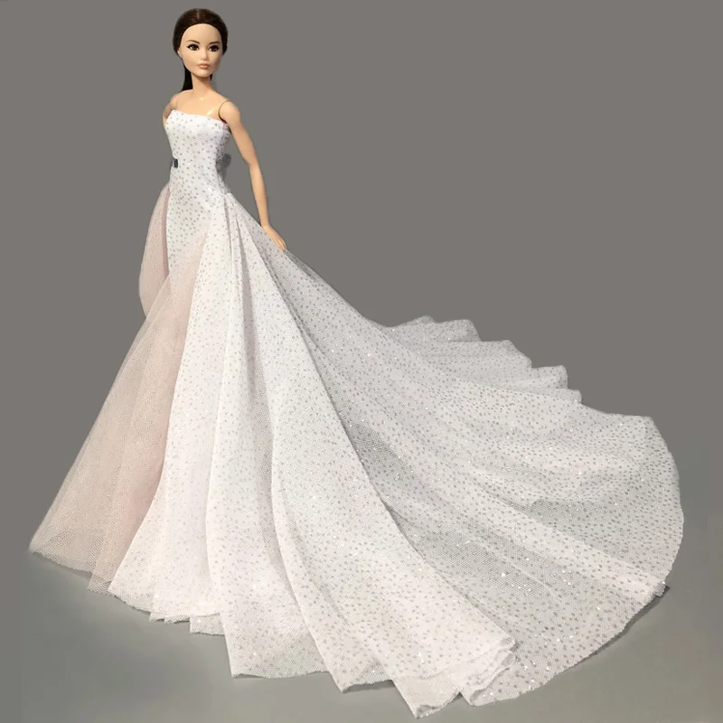 Vestido de novia blanco de alta moda para muñeca Barbie, ropa