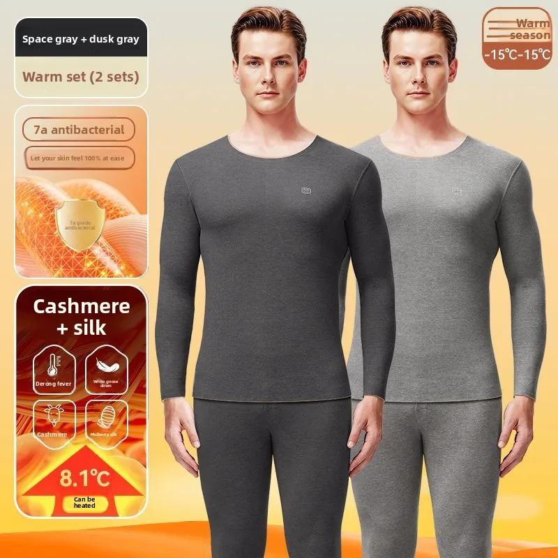 Catren-ropa interior térmica de terciopelo sin costuras para hombre, traje largo grueso de terciopelo para invierno, a prueba de frío, con calefacción de temperatura constante
