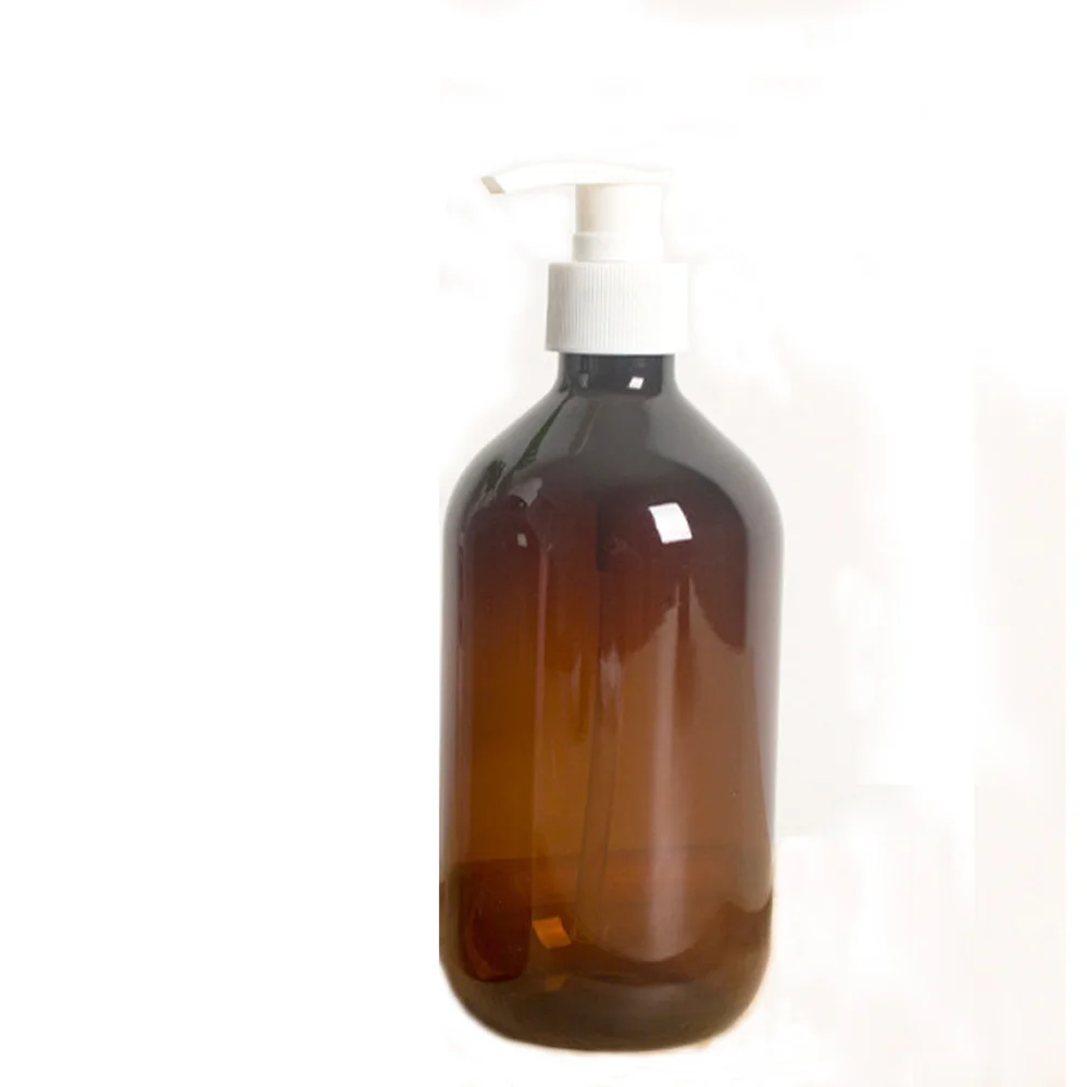 

300ml amber&brown color Refillable Squeeze plastic lotion bottle with white pump sprayer PET Plastic Portable lotion Bottle