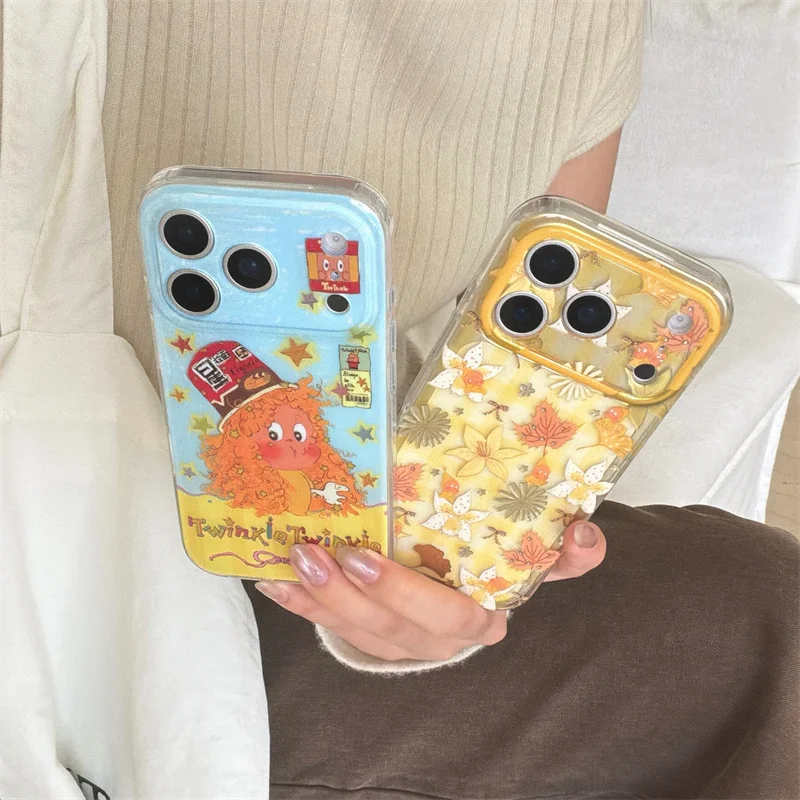 

Fashion Cute Flower Cute Star Girls Phone Case For iPhone 17 Pro 15 16 14 Pro Max Cover Korean Shockproof Protective Cases For W