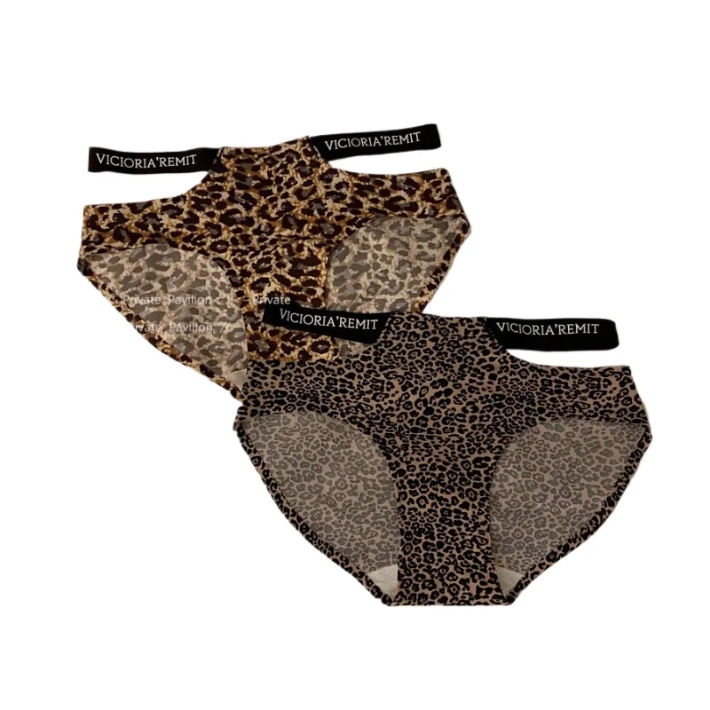

Traceless Underwear Women's Pure Cotton Antibacterial Block Sexy Middle Waist Letters Hollow New Leopard Print Women's Triangle