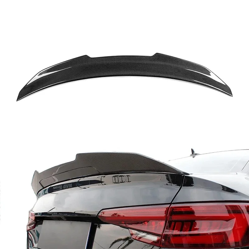 PSM Style  Carbon Fiber  Rear Trunk Wing Lip Boot Spoiler Ducktail for Audi A4 S4 RS4 B9 2017+