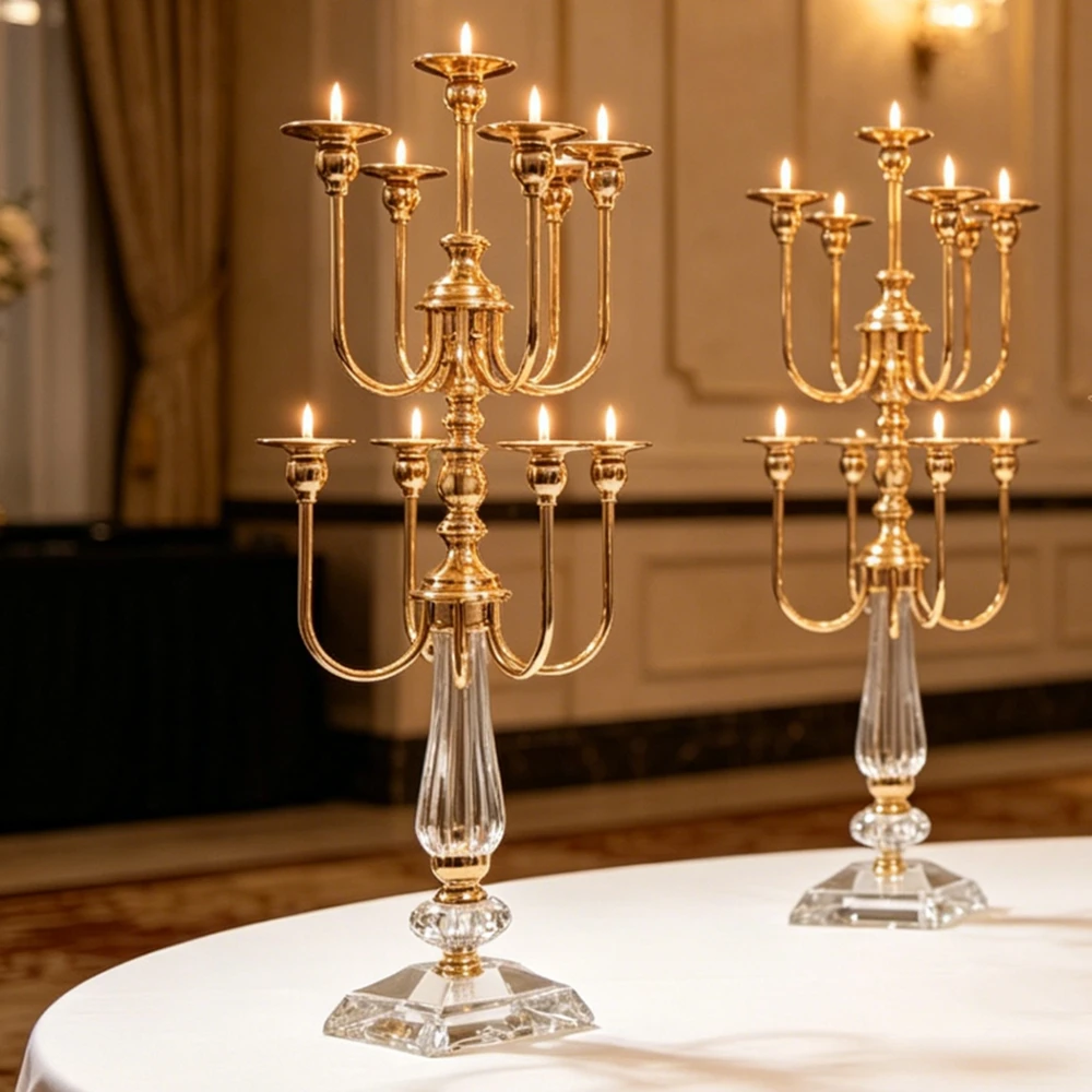 70/80/90/100cm New style 9 Arms Wedding Crystal acrylic  CandleHolder Crystal Candle Stick Holder