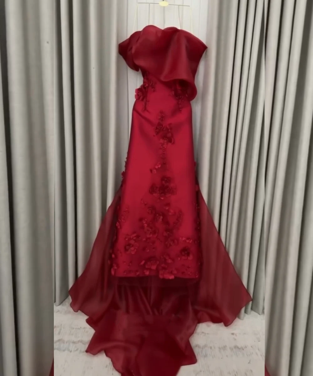 

Customized Intricate Charmeuse Pleat Sequined Applique Trumpet Off-the-shoulder Long Celebrity Luxury Party Exquisite