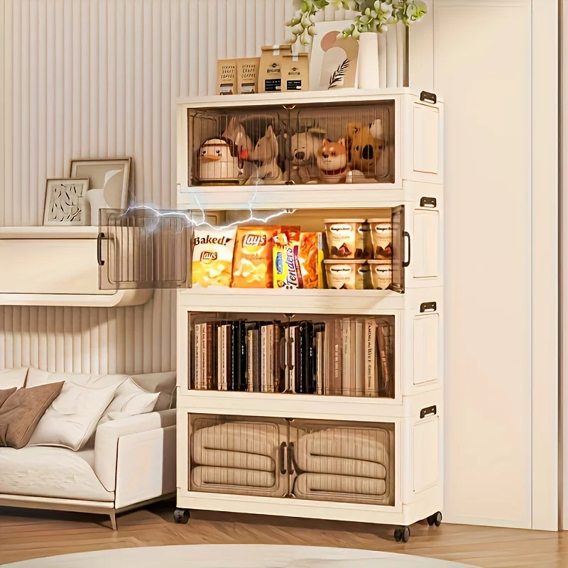 خزانة قابلة للطي مكونة من 5 طبقات، وصناديق بلاستيكية، ومنظم خزانة ملابس محمول، وأدراج قابلة للتكديس. لغرفة النوم، غرفة المعيشة، المكتب