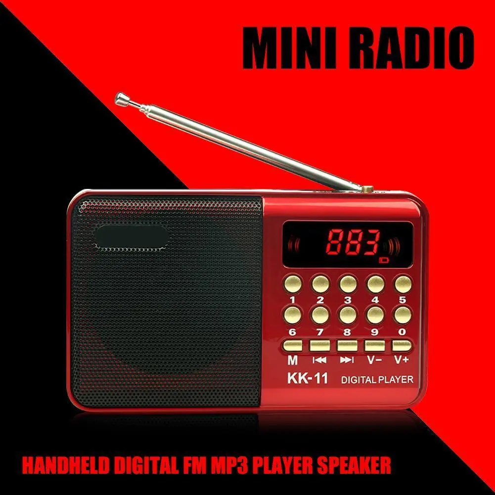 K11 Mini Radio Recorder USB Rechargeable Digital FM MP3 Player Speaker Devices