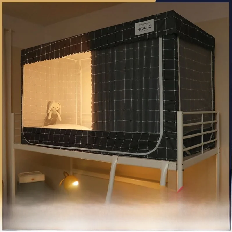 

Warm Indoor Tent Tat Floor Bedding Inteated Soundproof Dormi Student Bed Net Curtain Iron Frame Sunlight Bloing
