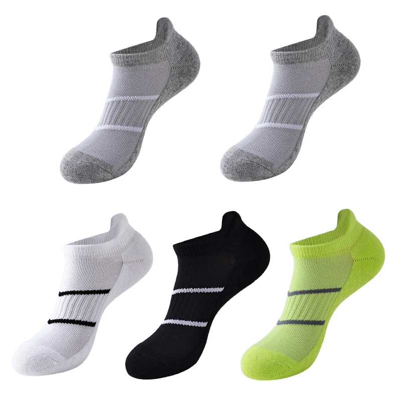 5 Pairs/Lot Men\'s Polyester Cotton Ankle Socks Breathable Sports Casual Towel Bottom Short Funny Happy Sock