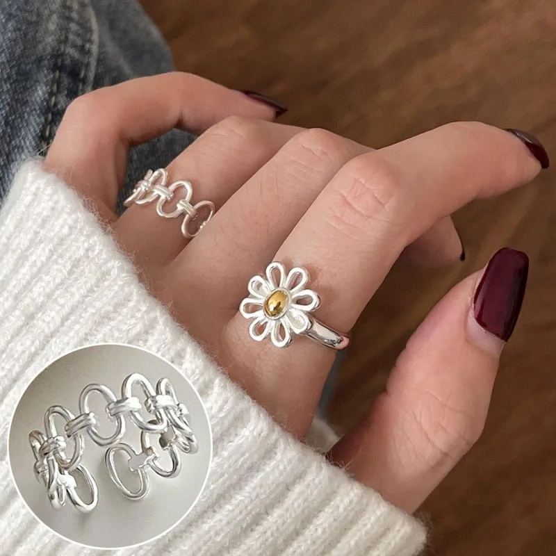 Women's Geometric Line Cross Wrap Open Ring, 925 Silver