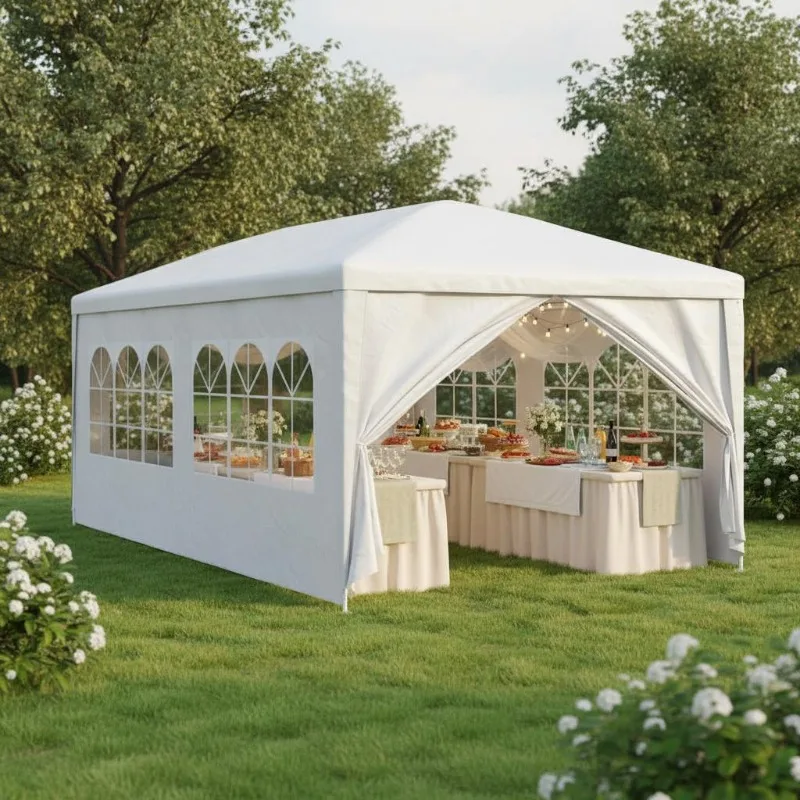 Feesttent 3 x 6 m wit, geschikt voor terrassen en buitenruimtes
