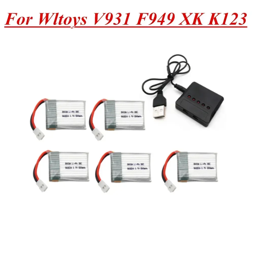 F949 Plane Battery 3.7V 500mAh 902530 25C LiPo Battery for Wltoys V931 XK K123 6Ch RC Helicopter Spare Parts 1s 3.7v Battery