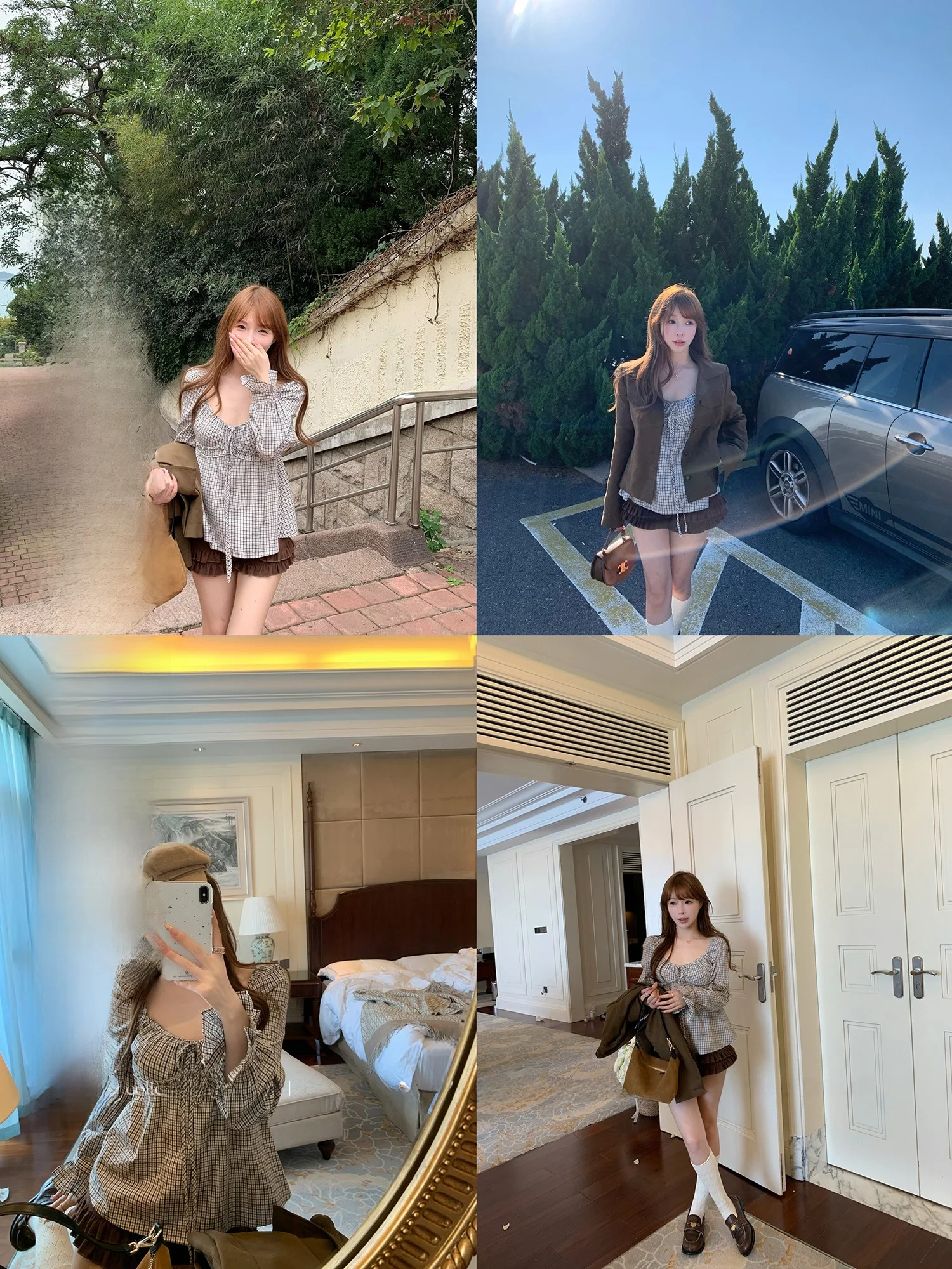 

Lukira Plaid Long Sve irt Женский хлопковый топ на одно плечо Sweet Sle Свободный крой Дышащий приятный для кожи осенний топ