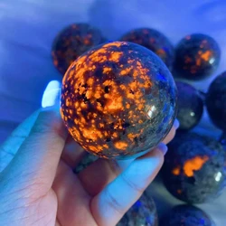 Natural Yooperlite Sphere Powerful Crystal Stone Ball Healing Chakra Energy Wicca Flame Stone Office desk Home Decor Ornament