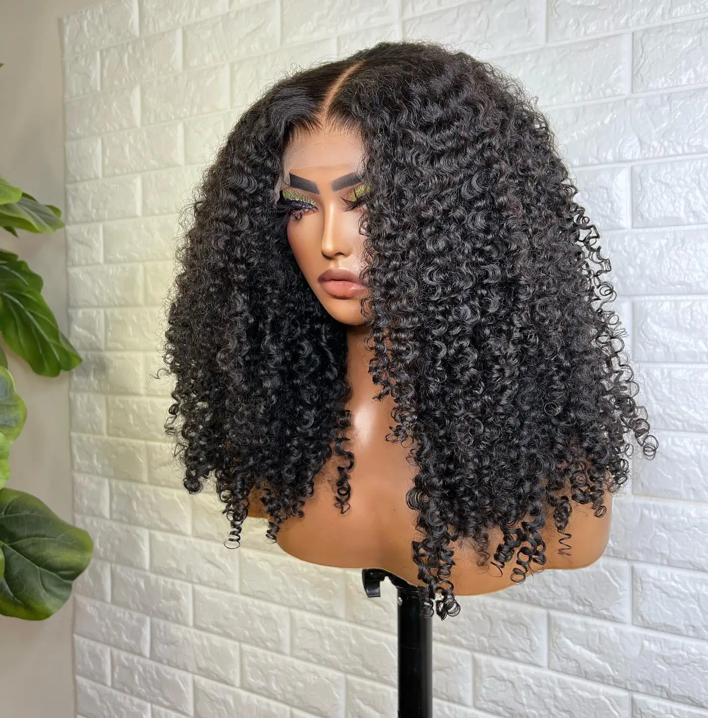 4b 4c Afo Kinky Krullend Synthetisch Haar Pruiken Voor Vrouwen Natuurlijke Zwarte Glueless Jerry Curly Lange 13X4 Transparante Kant Voorkant Pruiken