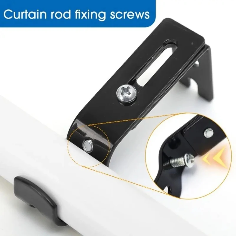 2pc Wall-mounted Curtain Rod Support Extendable Metal Roman Pole Bracket Universal Adjustable Hanging Hook For Bedroom Dormitory