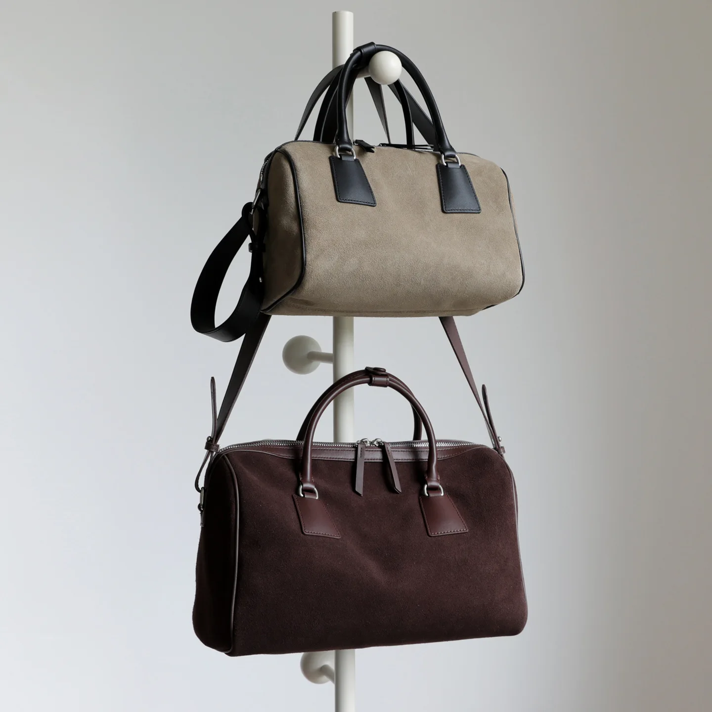 

FIRMRANCH Winter Classic Color-Blocking Design High-End Large Capacity Suede Cowhide Bowling Bag Ladies Handbag Crossbody Purse