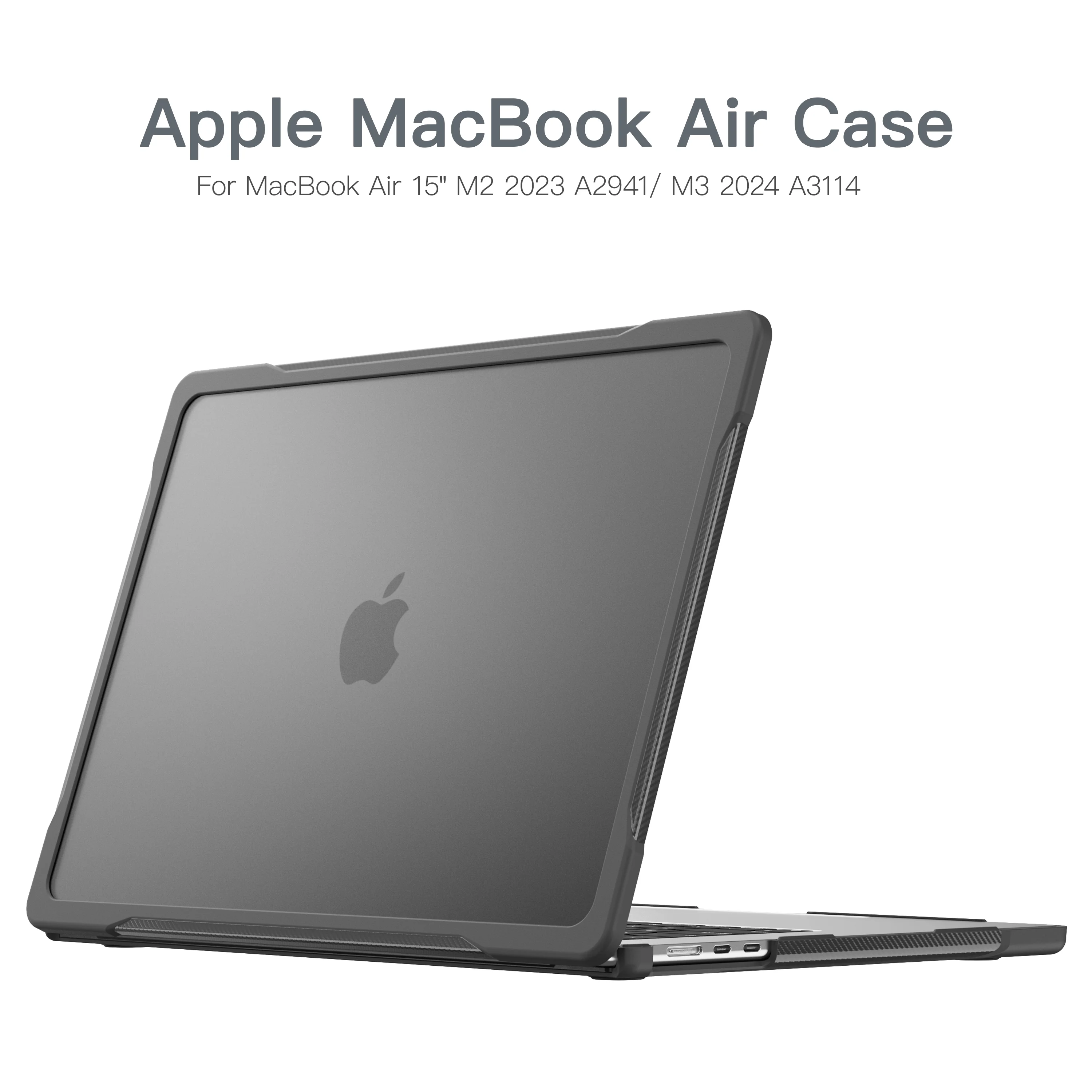 

Чехол для ноутбука MacBook Air 15 2024 M3 A3114 2023 M2 A2941, многослойный защитный чехол для ноутбука, Жесткий ПК + ТПУ с отверстиями для радиатора