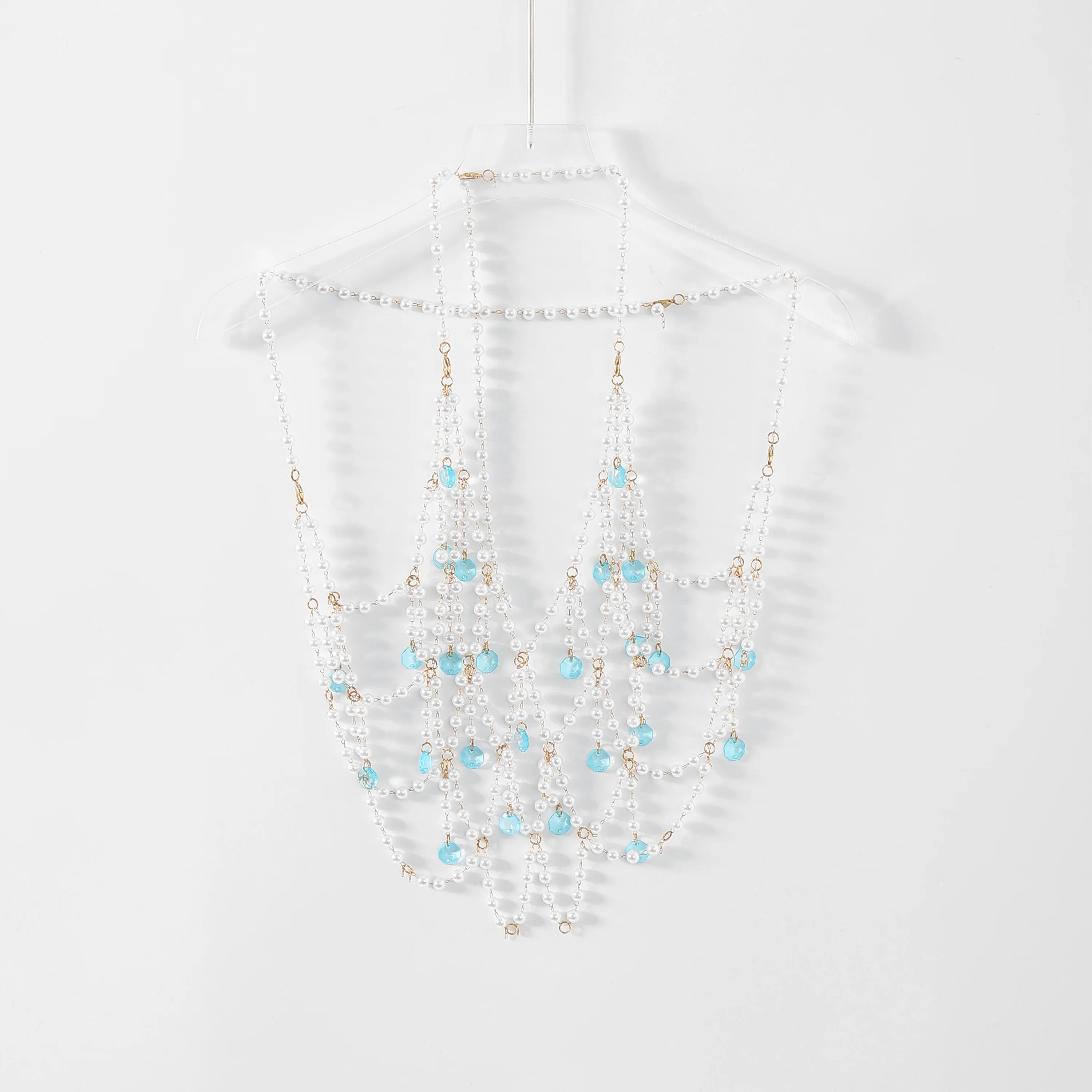 

Acrylic Bead Top Hanging Neck Versatile Hollow Body Chain Niche Bra Sexy Colorful Bead Strapless Women For Beach Parties