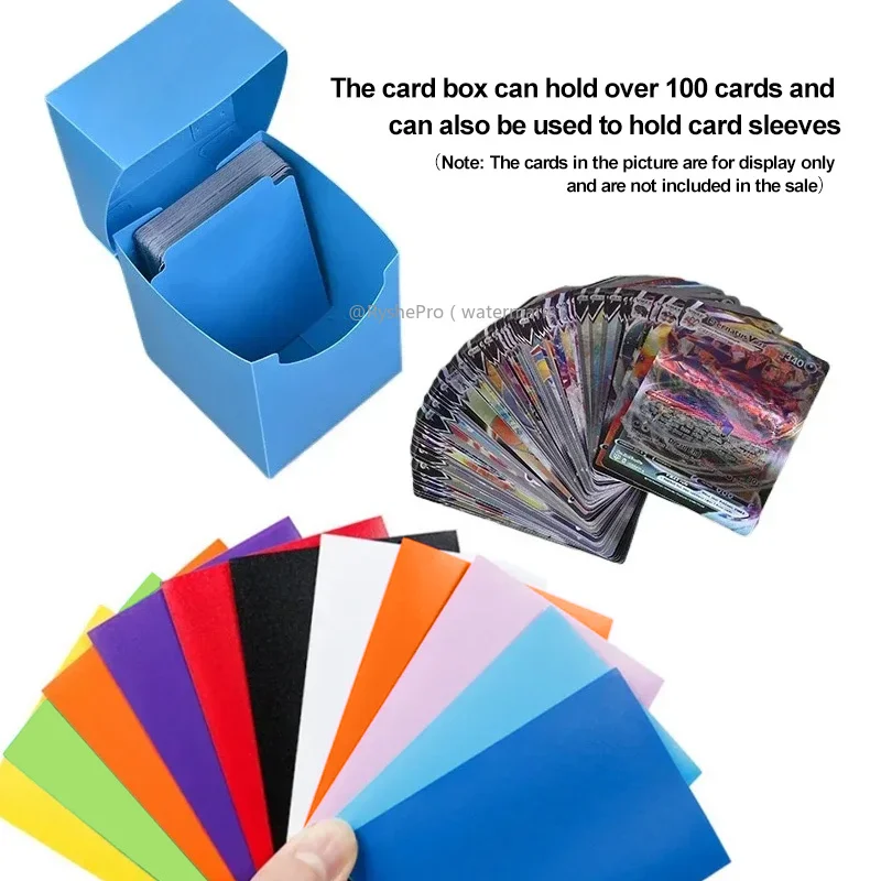 Caja de baraja de cartas para tarjetas coleccionables Pokemon MTG TCG con 1 divisor y 100 fundas de tarjetas de tamaño estándar mate de 66x91mm para TCG MTG