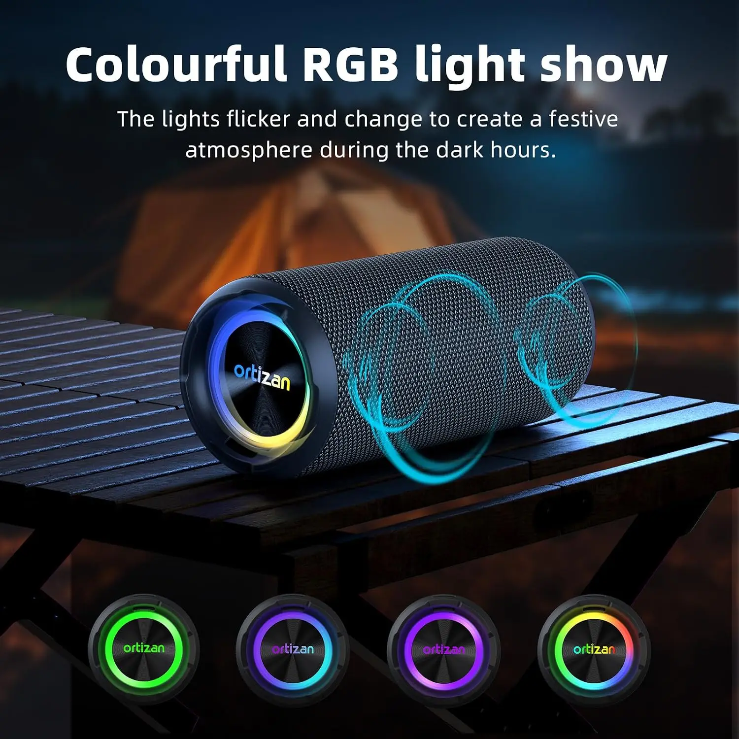 Ortizan Bluetooth Speakers 40W TWS Portable Speaker with Stereo Sound Bass, Bluetooth 5.3 Wireless USB Type C Outdoor, 6600mAh Battery image 7
