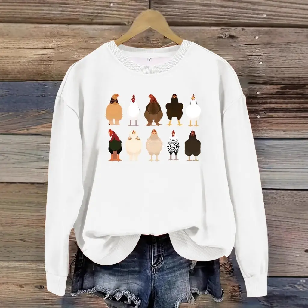 المرأة عارضة طويلة الأكمام جولة الرقبة البلوز الدجاج طباعة البلوز النمط الأوروبي الأمريكي الخريف الشتاء الأزياء بالجملة