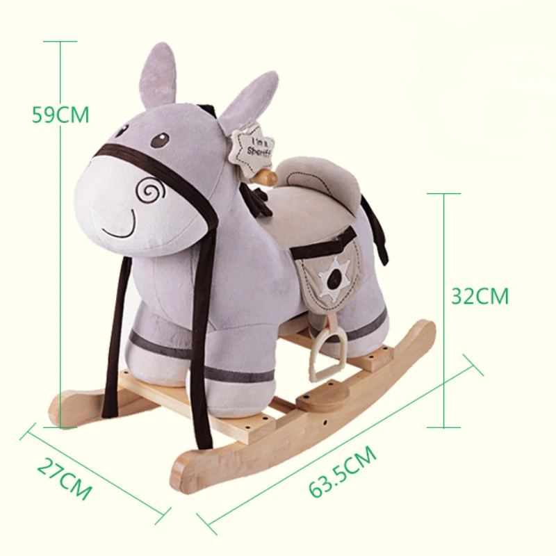 Baby 2-8 Years Old Children Solid Wood Rocking Horse Safety Trojan Toddler Rocking Chair Gift Solid Wood Birthday Gift