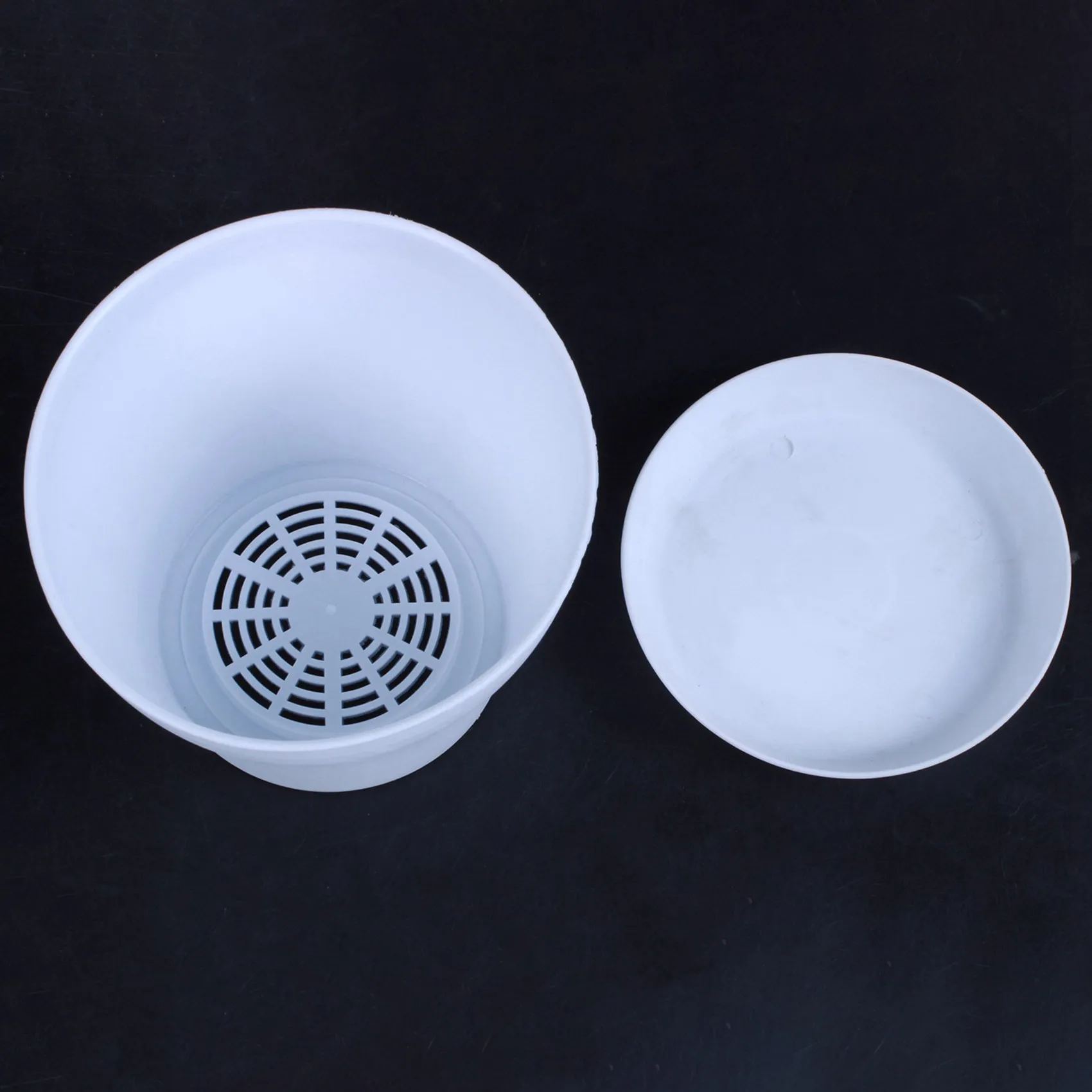 Y51A-2X Plastic Plant Flower Pot Planter With Saucer Tray Round Gloss White Upper Caliber -, 17Cm / 6.69 Inch
