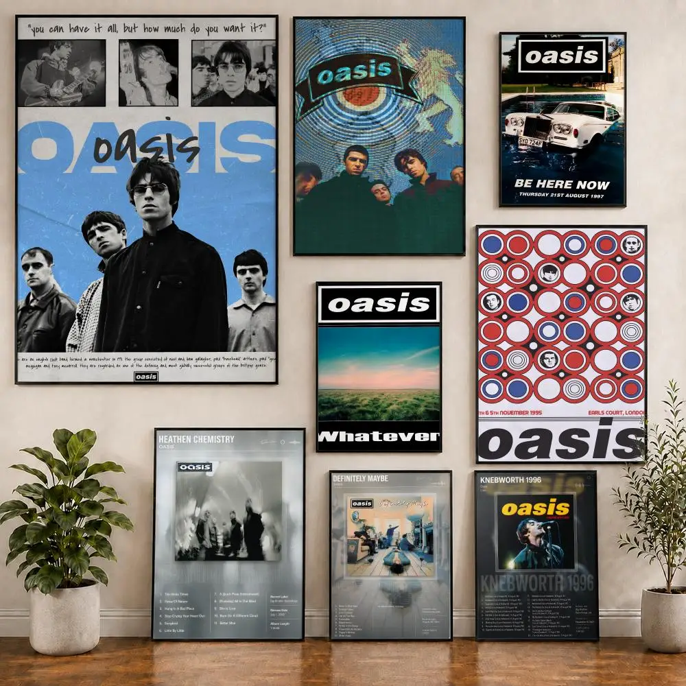 Image of Musik Britpop Rock Band Oasis Poster PVC HD Selbstklebend Modernes Poster Heim Büro Wohnzimmer Esszimmer Wanddekoration