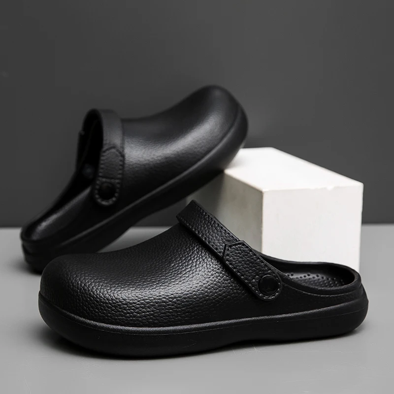 Litfun Summer Clogs Slippers For Men New Waterproof Oil-proof Kitchen Chef Shoes Outdoor Antiskid Garden Shoes EVA Beach Sandals
