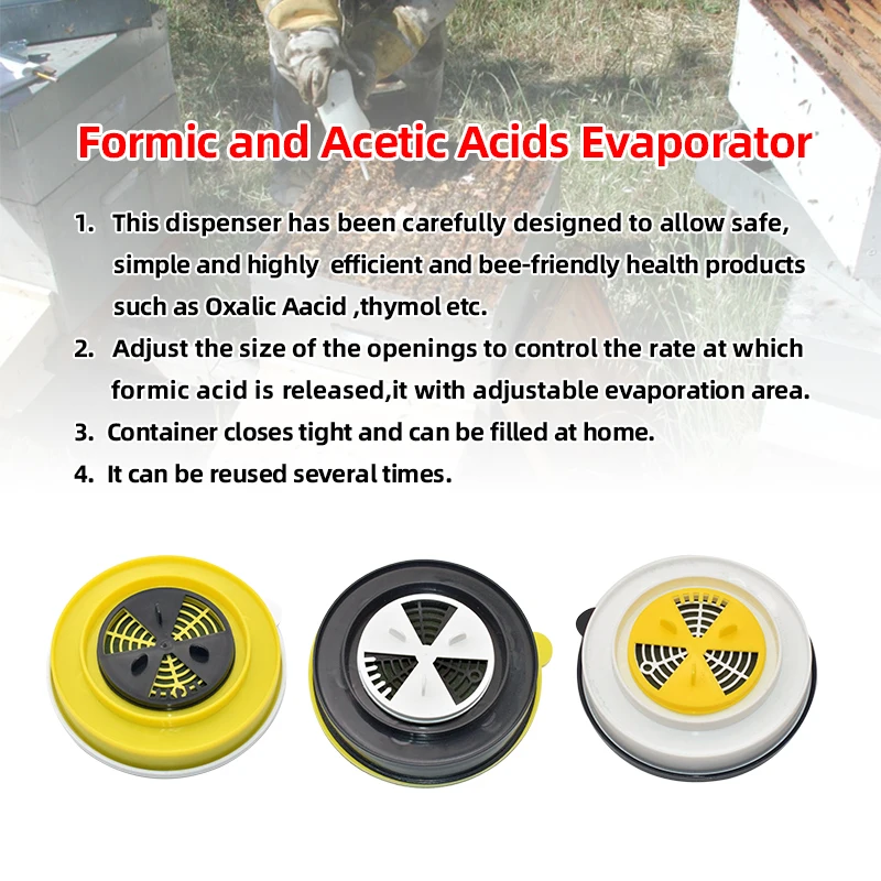 Round Adjustable Formic and Acetic Acid Dispenser Formic Acid Evaporator for Beehive Mite Killing Beekeeping Tool