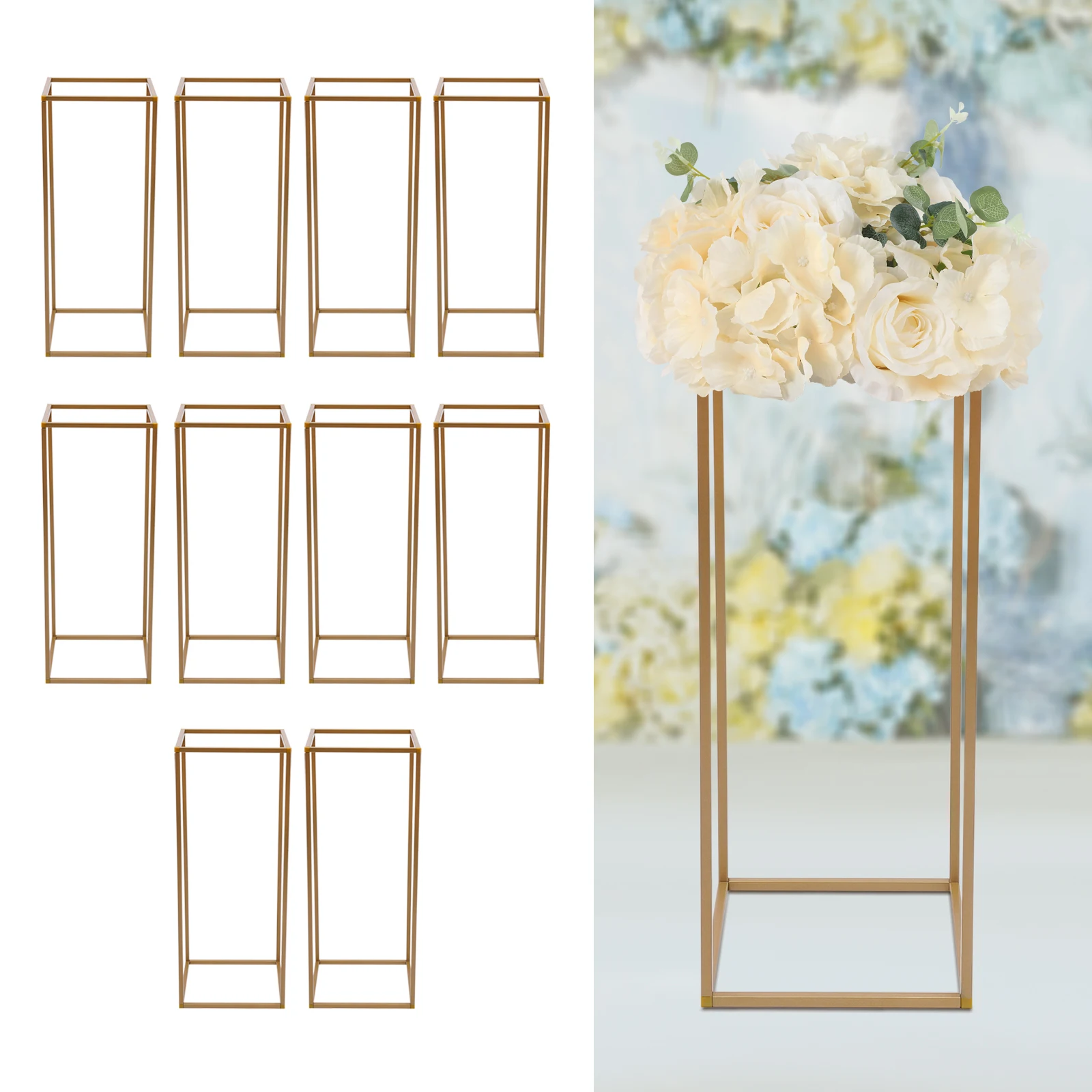 10Pcs Stands Flower Floor Holders Wedding Centerpieces  60cm Rectangle Metal Flower Stand Wedding Party Decor