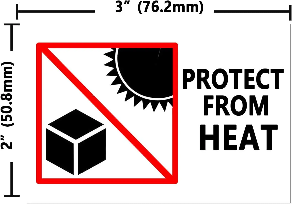 Protect from Heat Caution Labels,Shipping Warning Stickers for Package Boxes,2x3 Inch 300 Pcs Per Roll