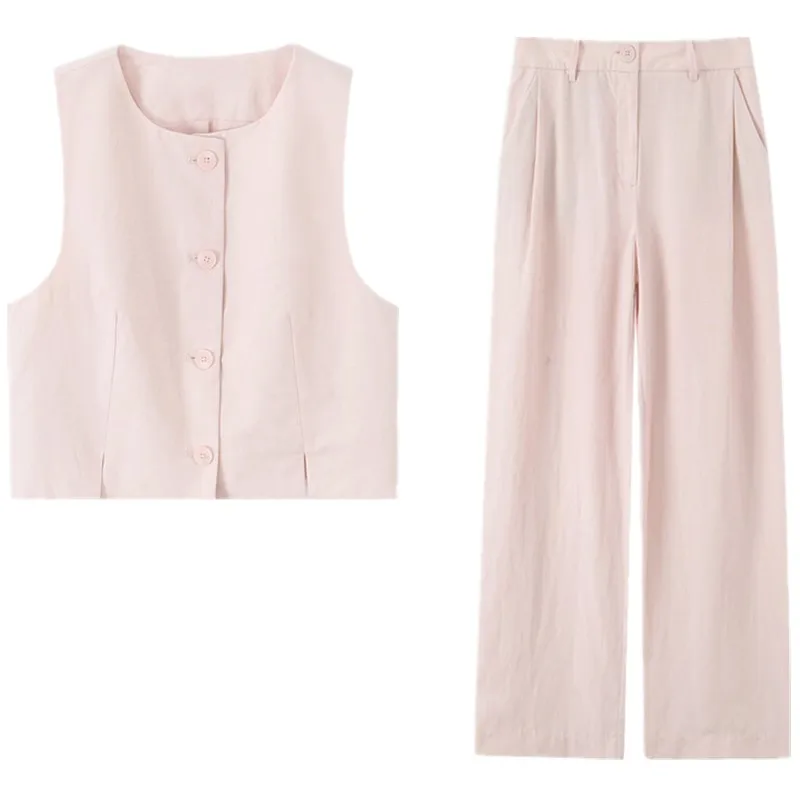 

Новый летний женский круглый жилет Faion Svel 20%, топ на бретелях и длинные брюки, комплект из двух предметов