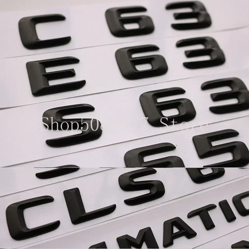 Trunk Sharp ABS Letters Car Emblem C43 C55 C63 E63 E65 S63S G65 R63 ML63 SL55 CLS63 GLC43 GLE63 V8 BITURBO TURBO 4MATIC