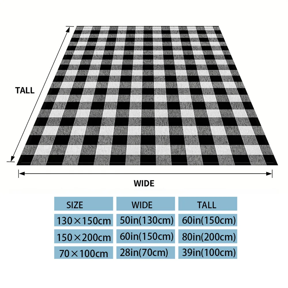 Grey Check Flannel Luxury Blanket, Lightweight And Comfortable Woolen Blanket, Ultra-Fine Fiber