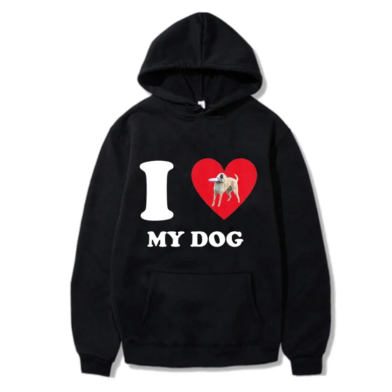 

I Love My Dog Cute Cartoon Hoodie Funny Casual Women Men Boys Sweatshirt Y2k Streetwear Unisex sweater warm sports Hooded hoodie