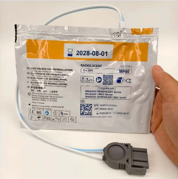 Original electrode pads for Mindray MR60 MR62 are suitable for D1D2D3D5D6/C/S series aed defibrillation monitoring