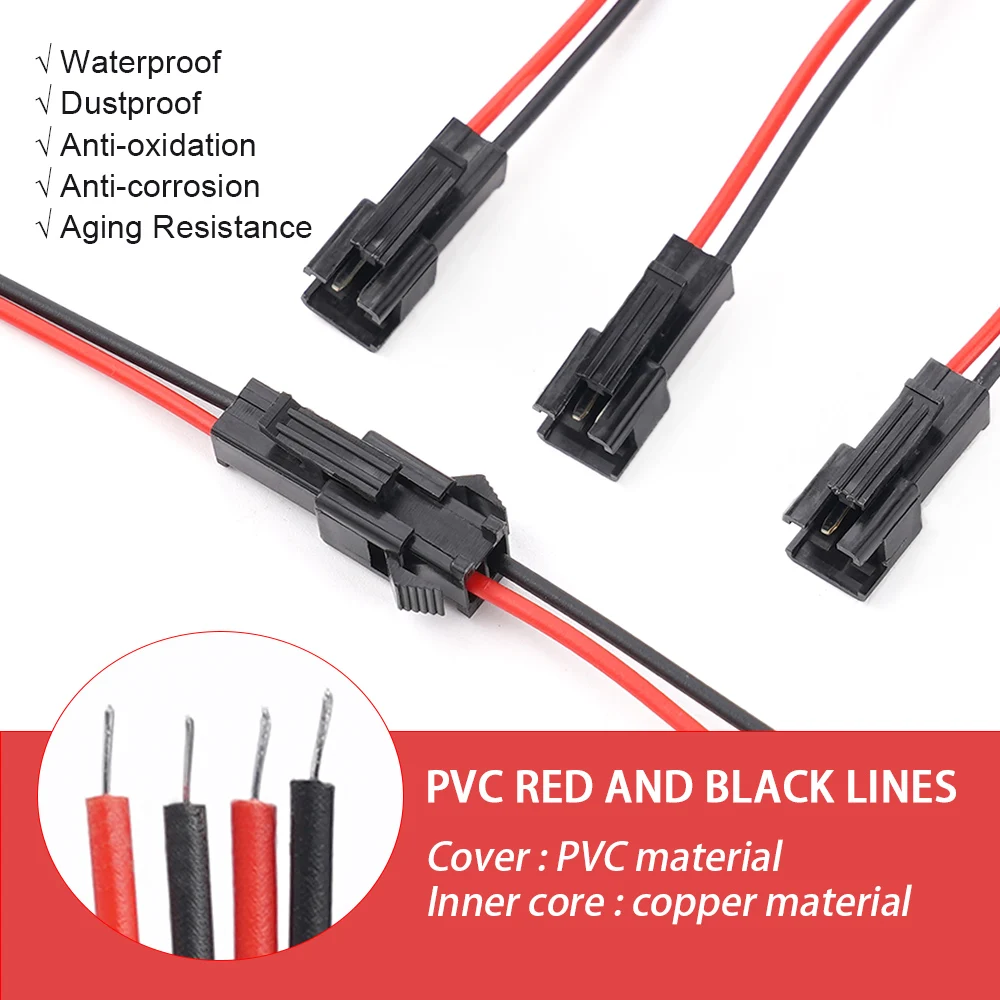 5/10Pairs 15cm Long SM 2Pins Plug Male to Female Wire Connector Cable for LED Strips Lamp Connectors Cable Quick Adapte Terminal