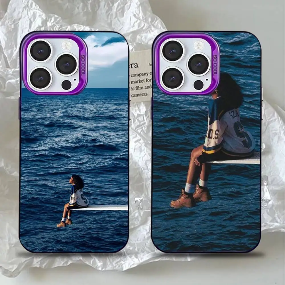 

Singer SZA SOS Phone Case For iPhone 16,15,14,13,12,11,Mini,Pro,SE,MAX Purple Matte Silicone Cover
