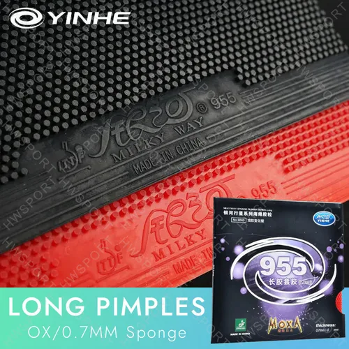 YINHE 955 tenis de mesa goma espinillas largas hoja de goma de Ping Pong antiespin 955 OX/0,7mm esponja